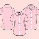 short-sleeved pink button-up blouse image